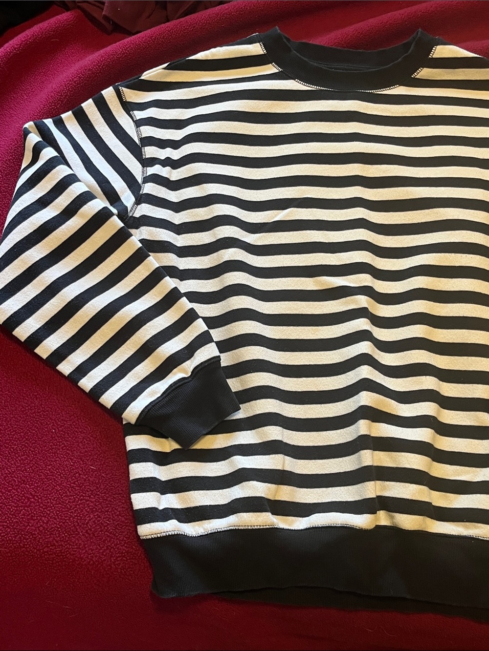 Goodfellow & Co Black and White Striped Crewneck Sweatshirt